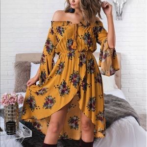 NanaMacs Boho Mustard Yellow Romper Dress